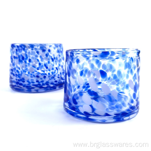 Blue and White spot Glass Jars